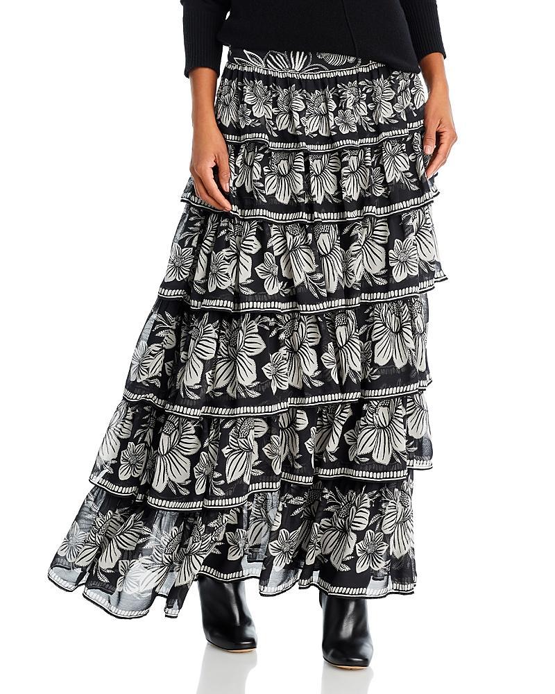 Womens Pasley Bloom Tiered Maxi Skirt Product Image