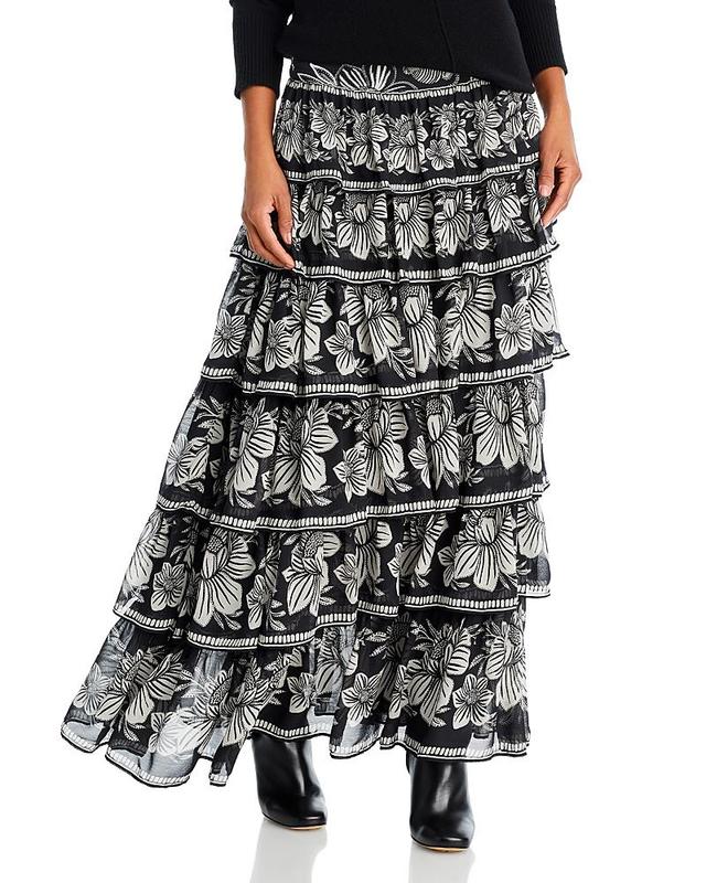 Womens Pasley Bloom Tiered Maxi Skirt Product Image