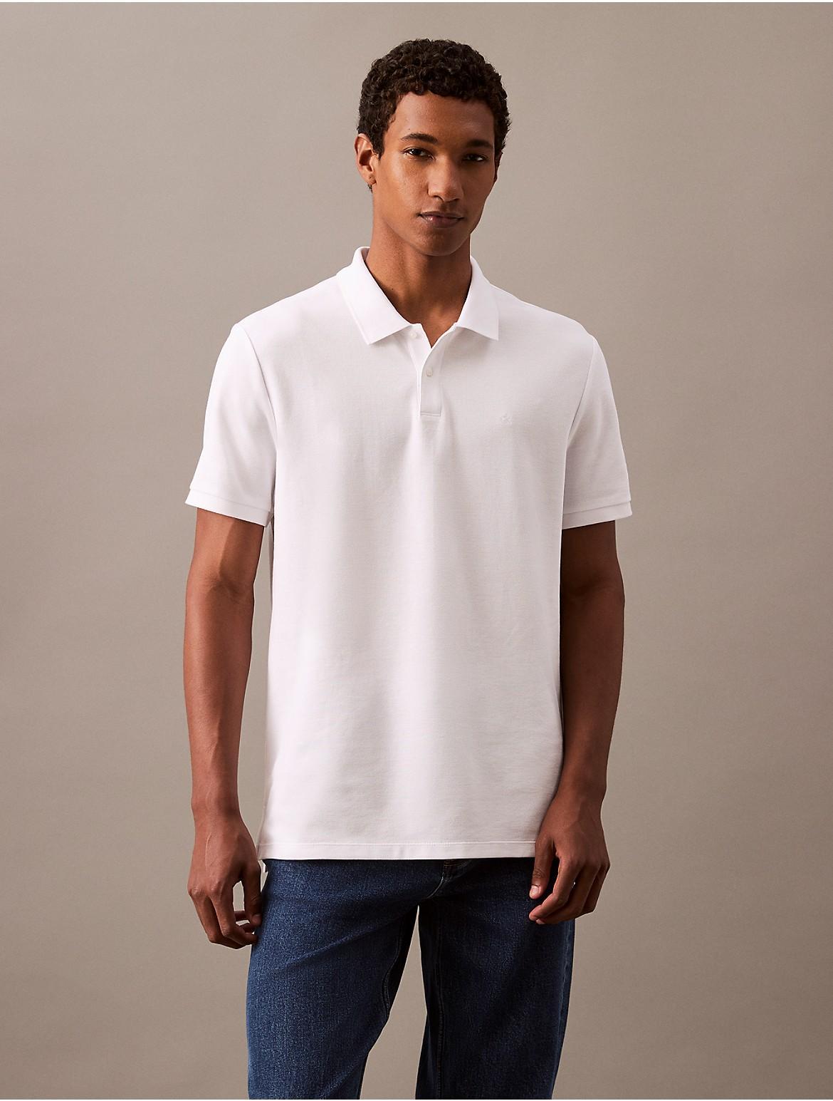 Calvin Klein Mens Refined Pique Polo Shirt - White - S Product Image