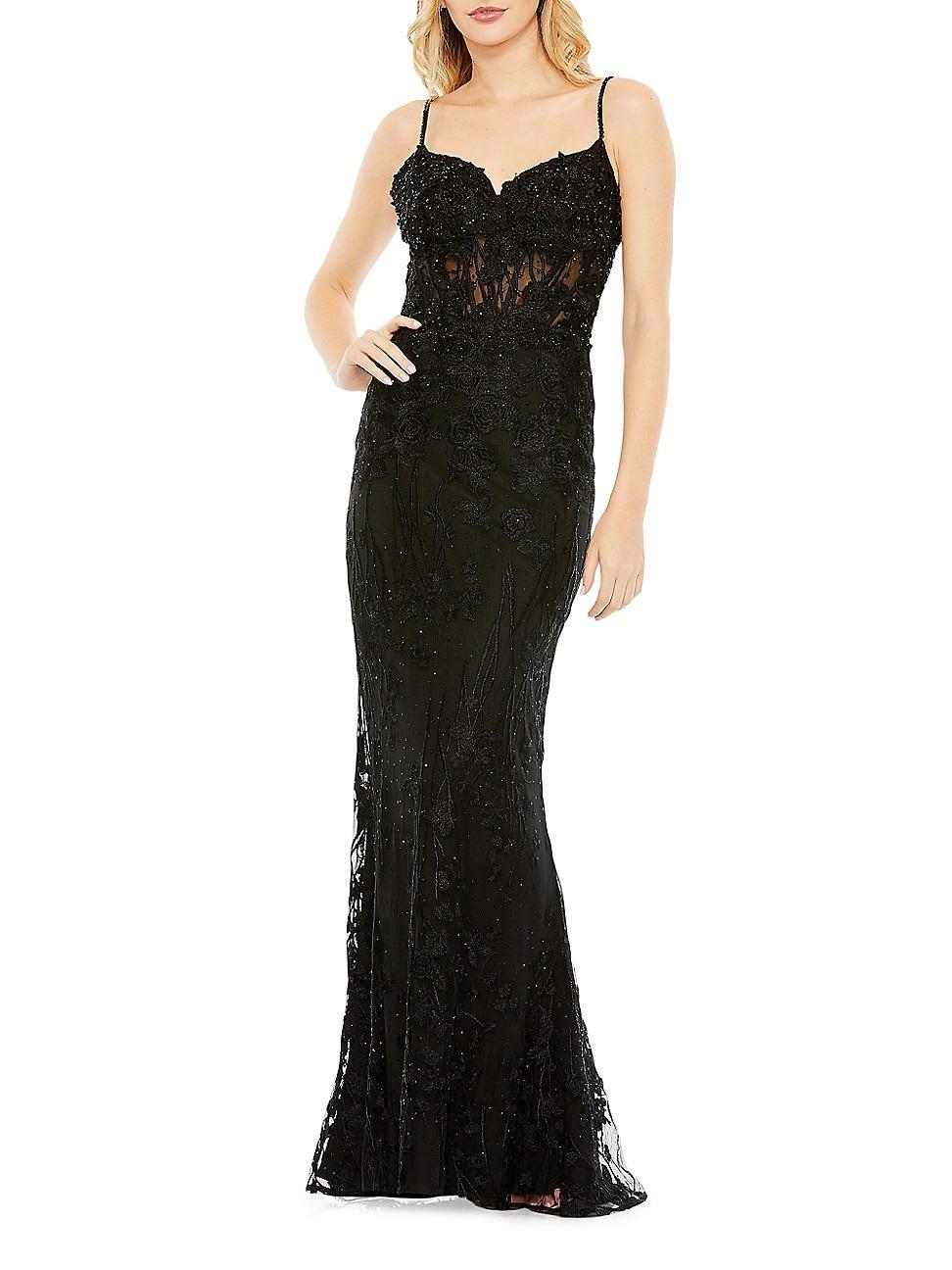 Womens Lace Illusion Bodice Gown Product Image