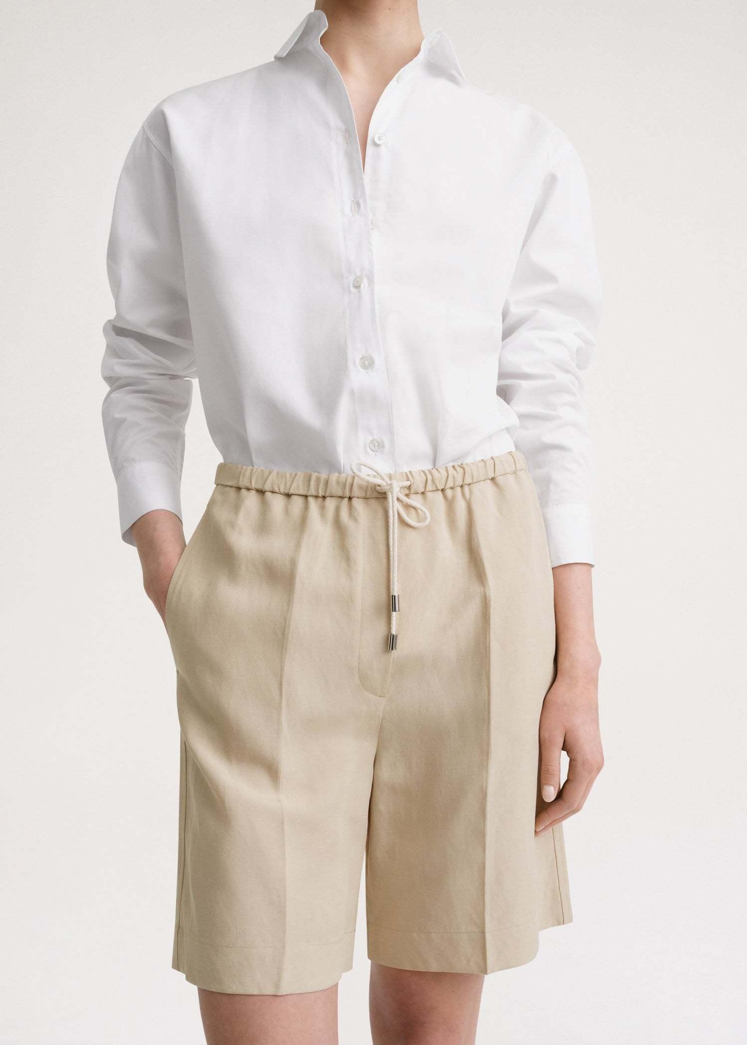 TOTÊME Pressed-crease Shorts In Nude Product Image