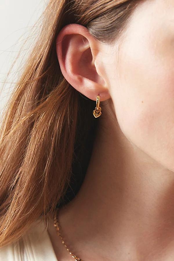 14k Gold Plated Heart Charm Hoop Earring Womens at Urban Outfitters Product Image