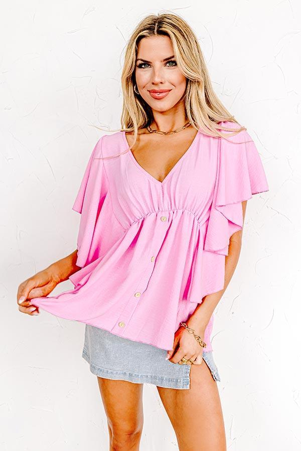 Happy Hideaway Babydoll Top In Pink Product Image