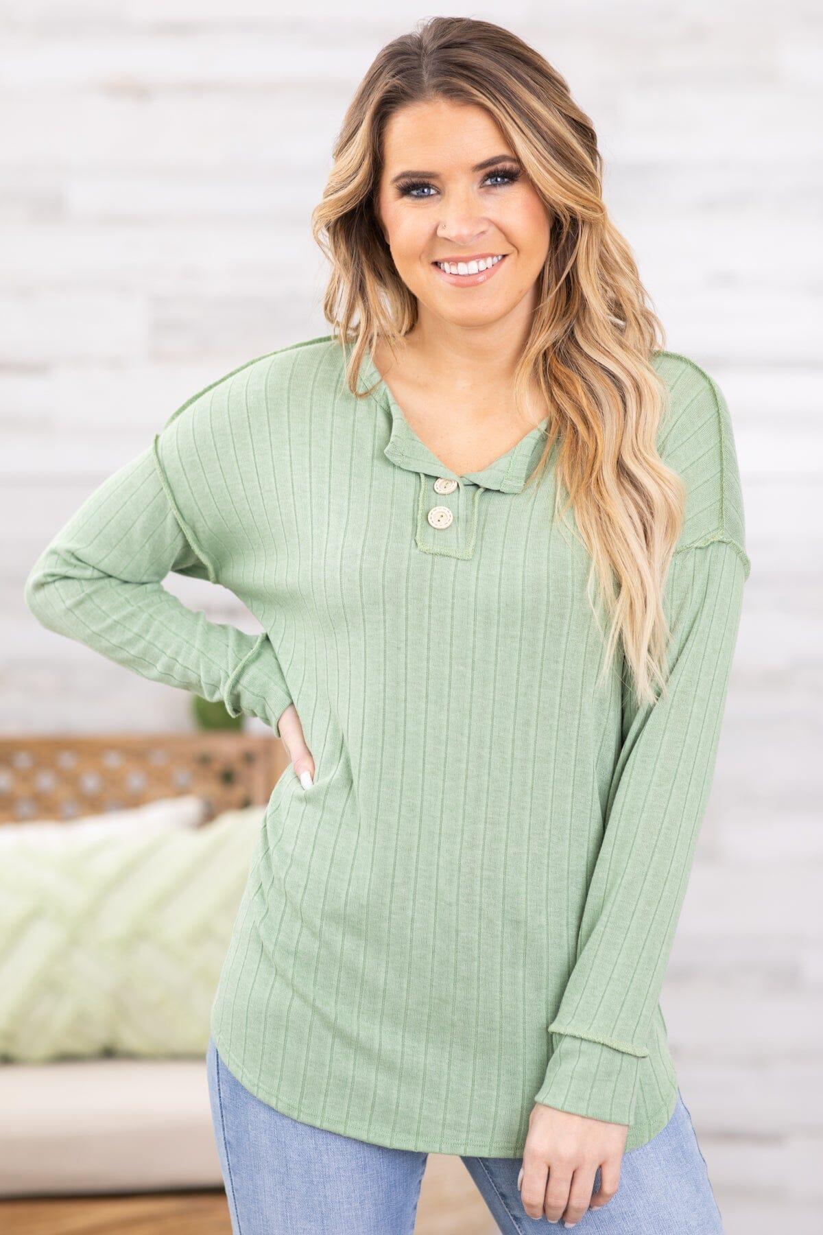 Light Green Drop Shoulder Top With Buttons product image