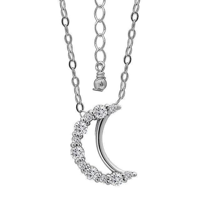 Aleure Precioso Sterling Silver Cubic Zirconia Moon Pendant Necklace, Womens Product Image