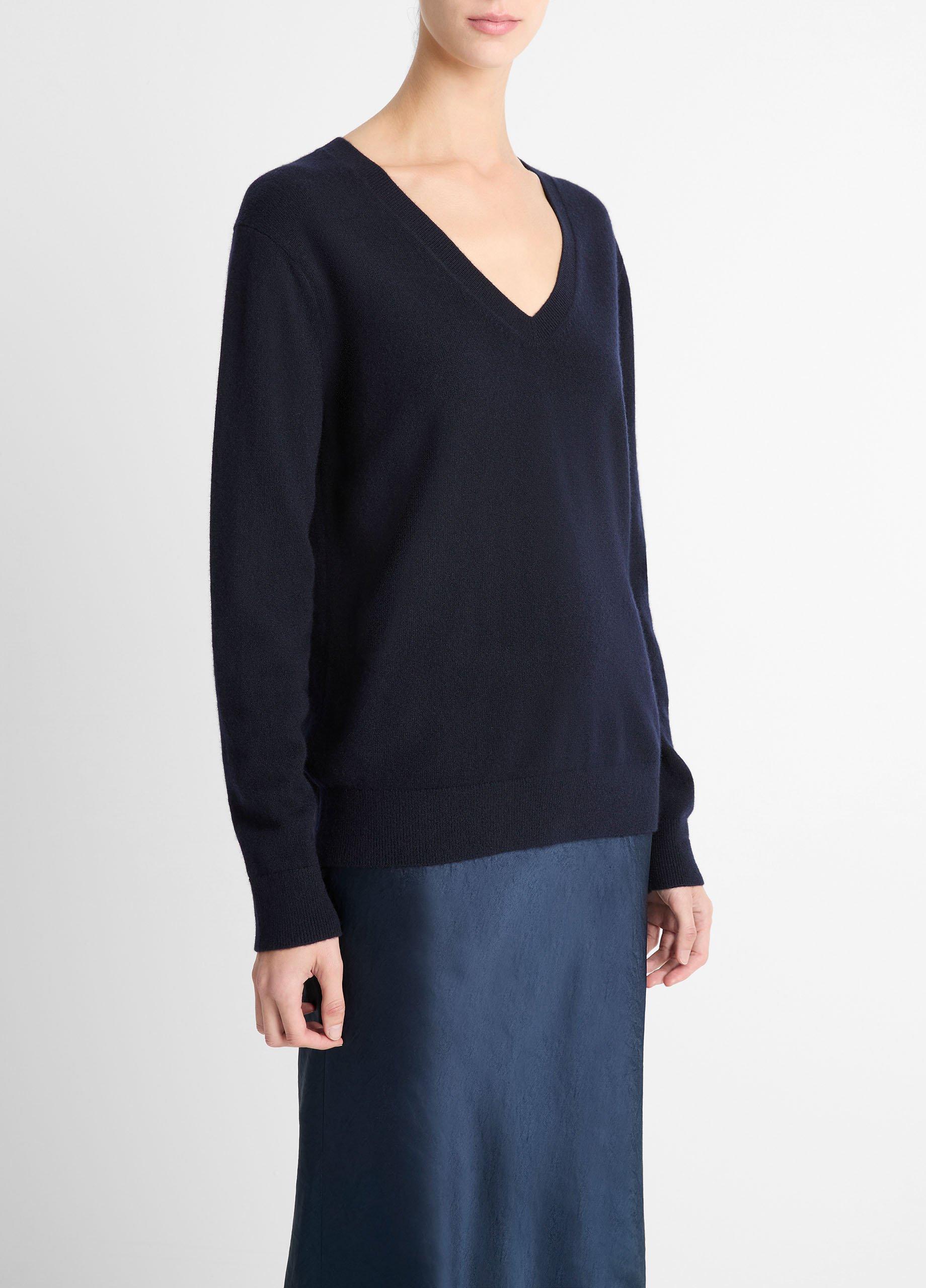 Womens Cashmere Weekend V-Neck Sweater, Heather Steel, Size XXS Vince Product Image