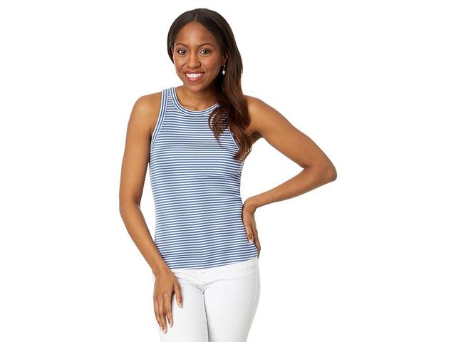 NIC+ZOE Striped Rib Knit High Neck Tank Multi) Women's Clothing Product Image