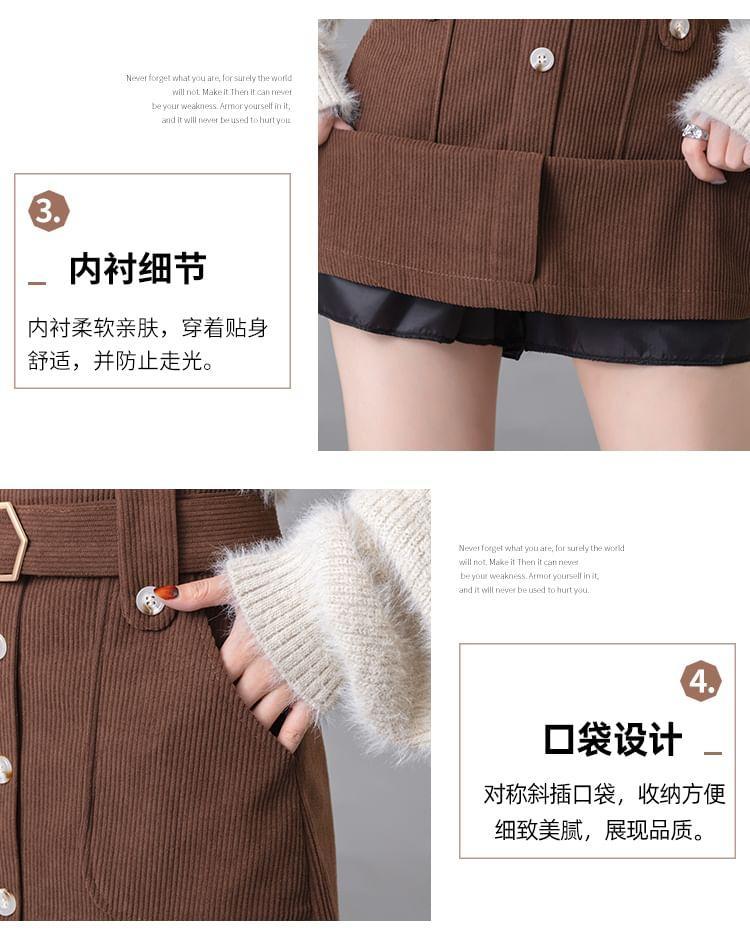 High Rise Corduroy Belted Mini A-Line Skirt Product Image