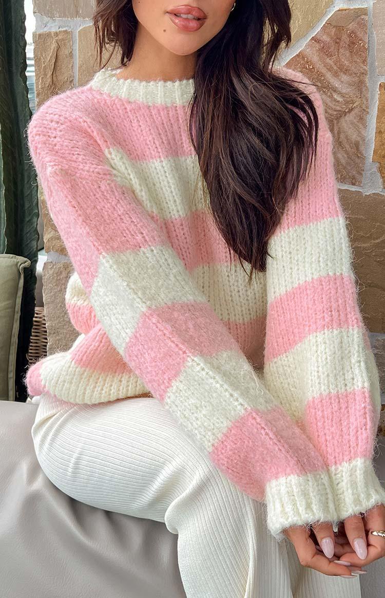 Cotton Candy Pink Stripe Knit Jumper Product Image