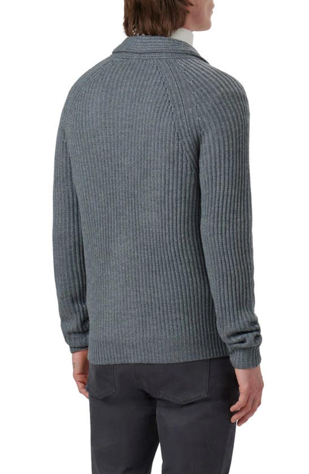 BUGATCHI Rib Wool Blend Cardigan Sweater In Cement Product Image