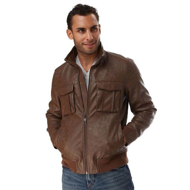 Mens Apt. 9 Faux Leather Bomber Jacket Product Image