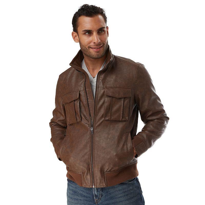 Mens Apt. 9 Faux Leather Bomber Jacket Product Image