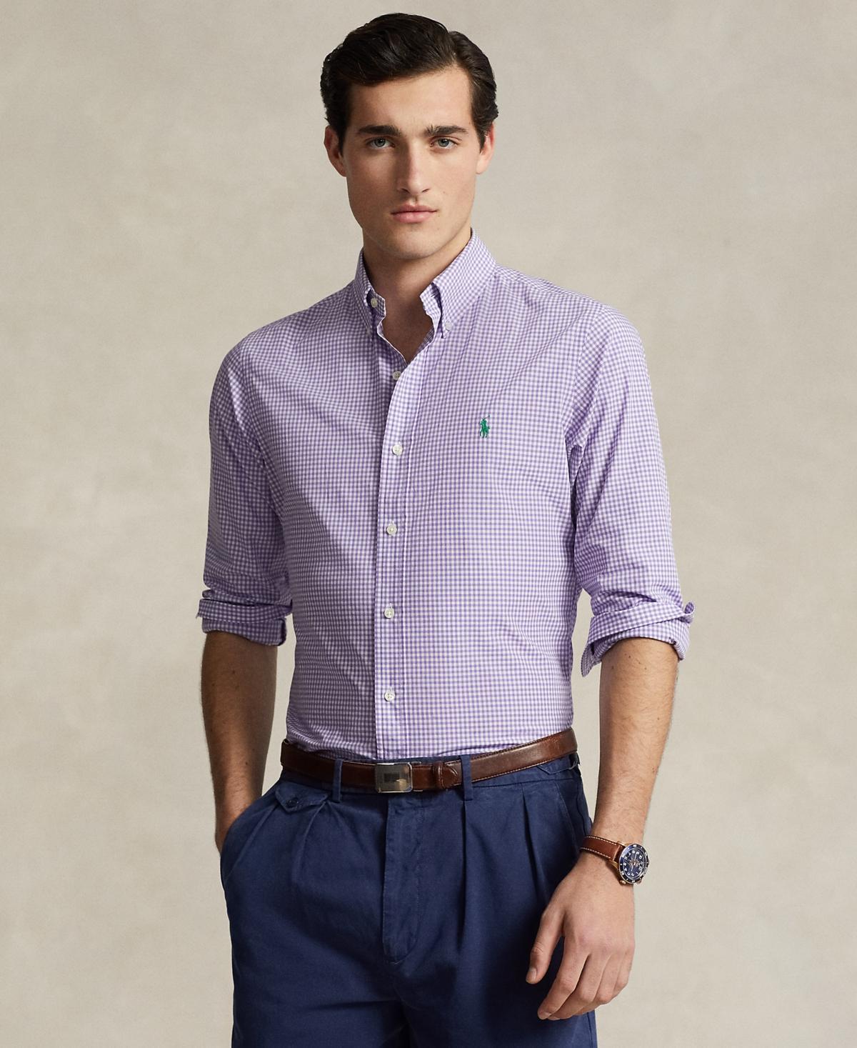 Polo Ralph Lauren Mens Classic-Fit Gingham Stretch Poplin Shirt - Lavender Product Image