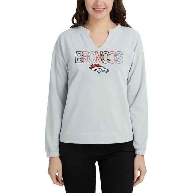 Womens Concepts Sport Gray Denver Broncos Sunray Notch Neck Long Sleeve T-Shirt Product Image