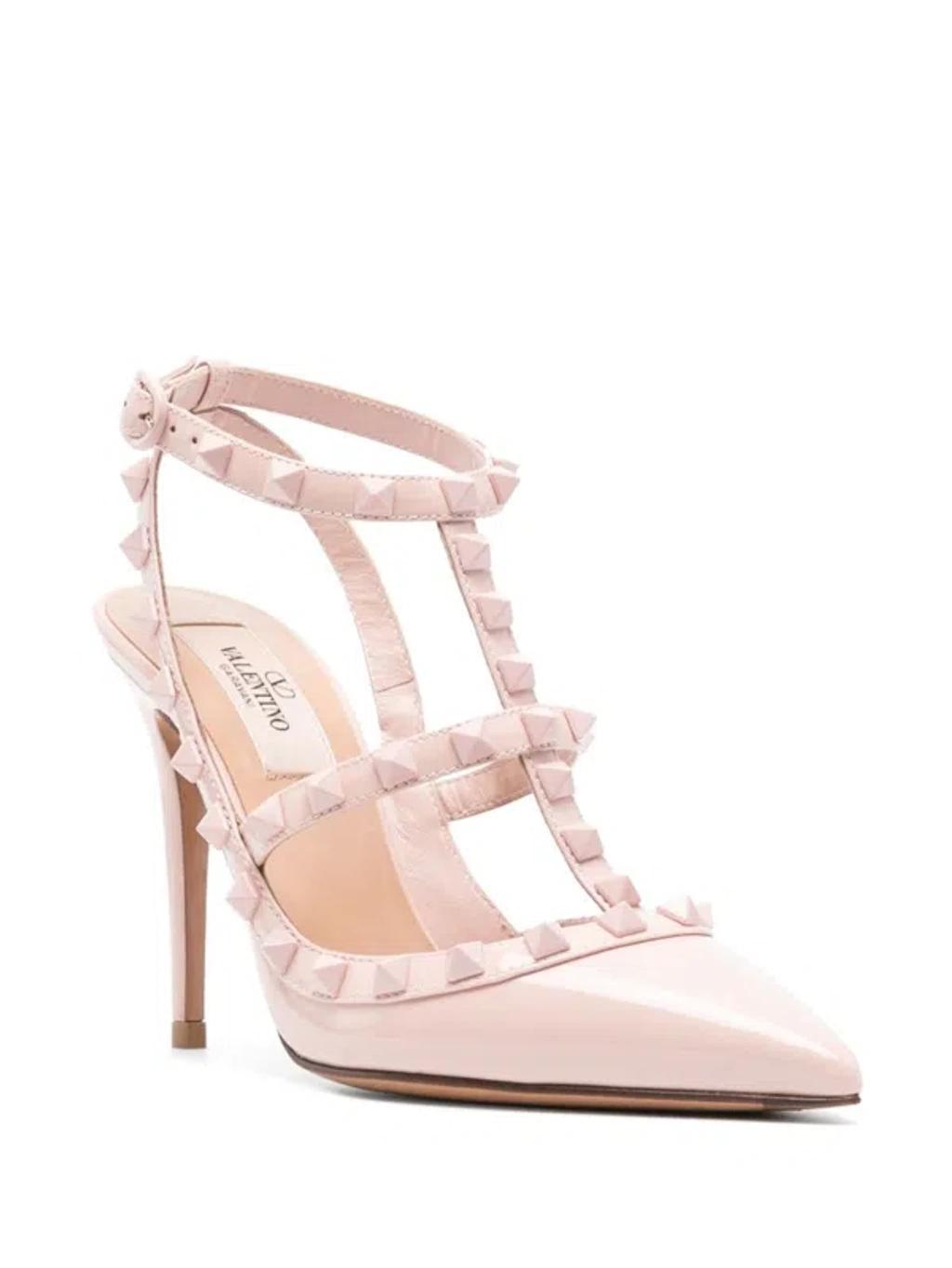 Rockstud Leather Slingback Pumps In Pink Product Image