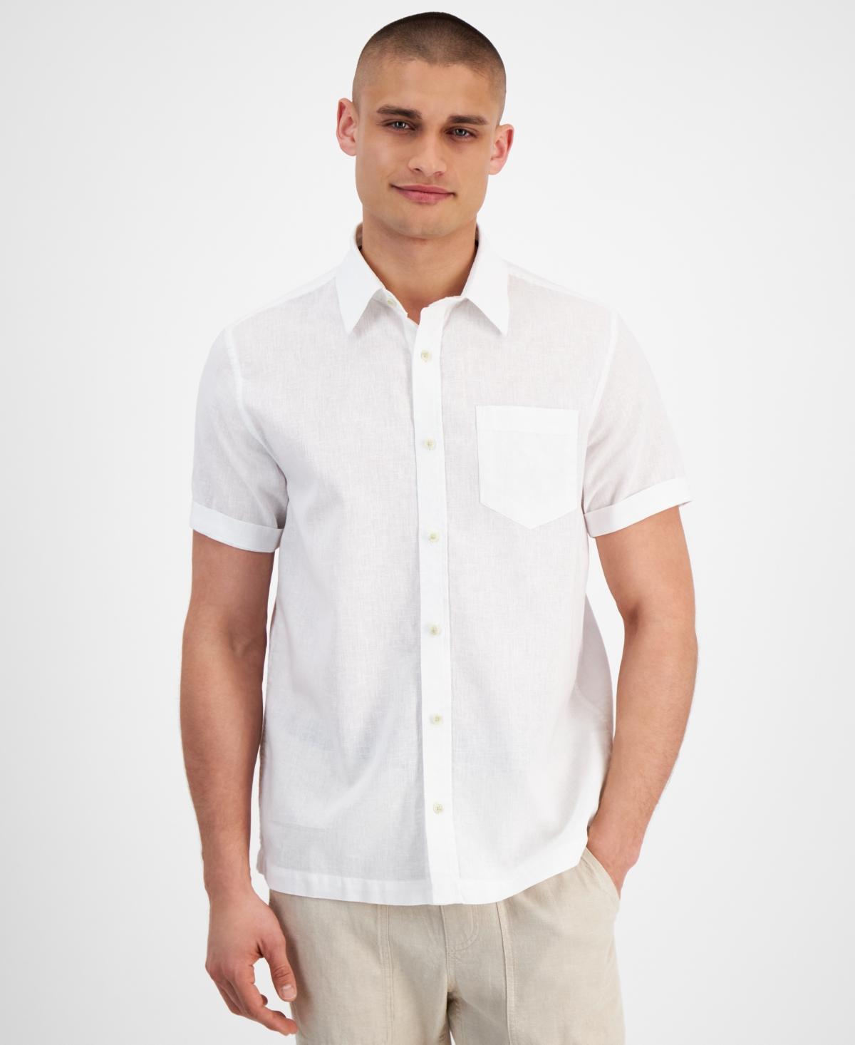 Sun + Stone Mens Blake Linen Chambray Short Sleeve Button-Front Shirt, Created for Macys Product Image