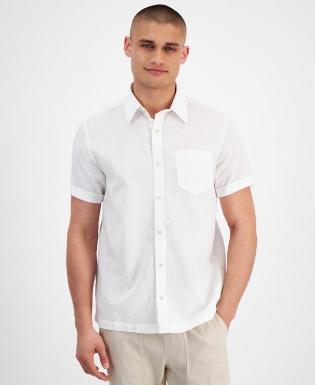 Sun + Stone Mens Blake Linen Chambray Short Sleeve Button-Front Shirt, Created for Macys Product Image