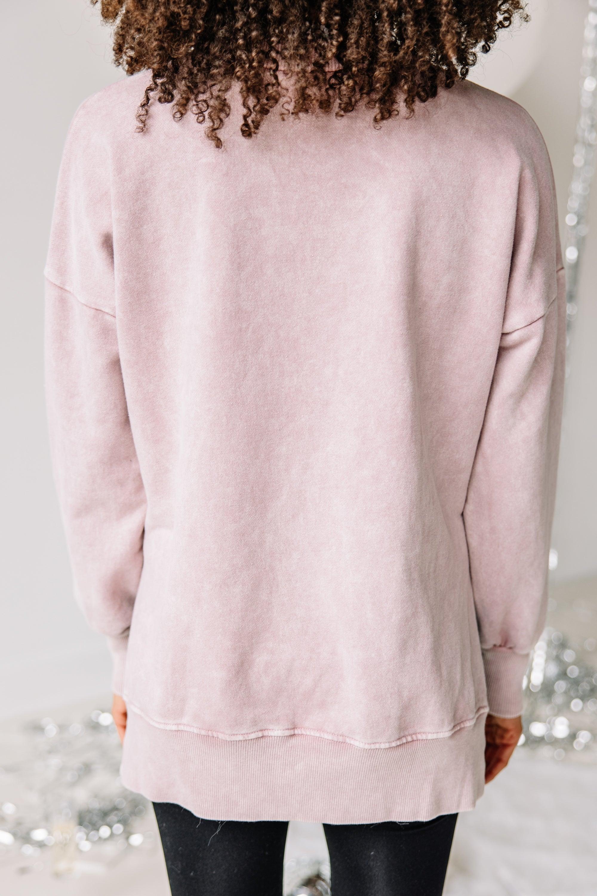 Champagne Season Mauve Pink Graphic Slouchy Pullover Female Product Image