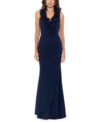 Xscape Evenings Ruffle Neck Scuba Crepe Mermaid Gown Product Image