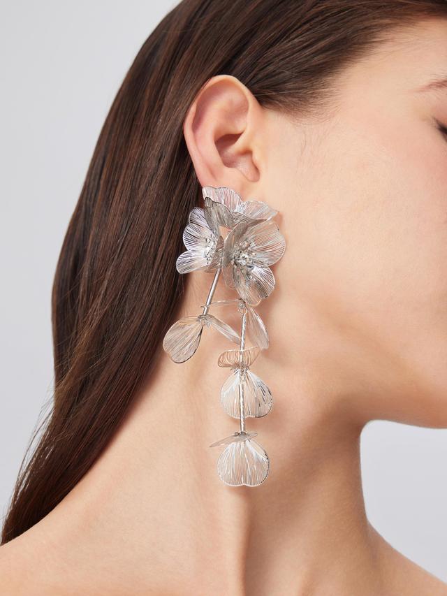 Petal Rhinestone Tassel Drop Earring Product Image