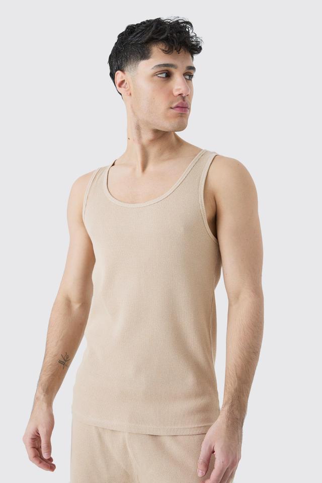 Slim Waffle Vest | boohooMAN USA Product Image