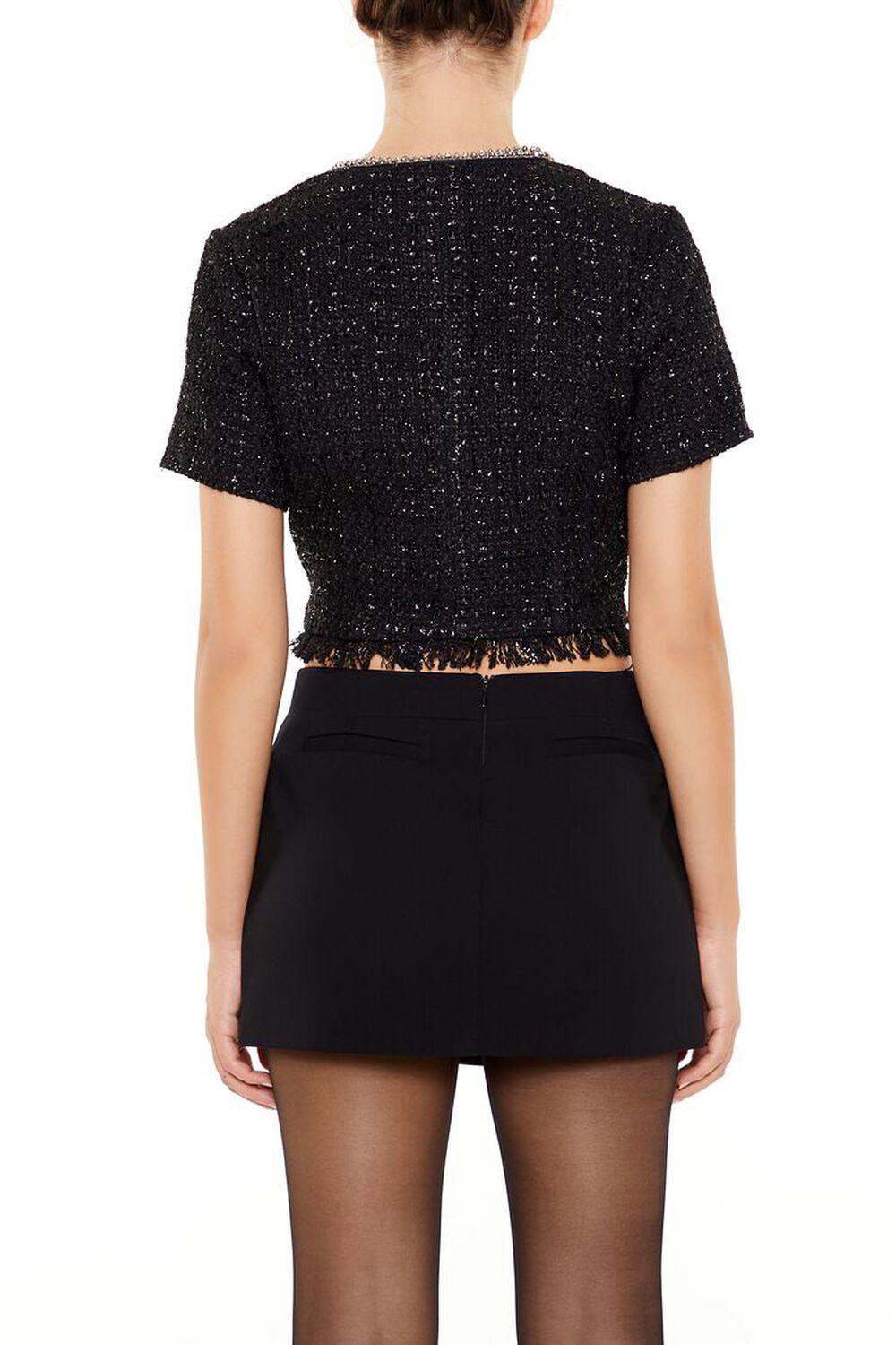 Textured Metallic Faux Gem-Trim Top | Forever 21 Product Image