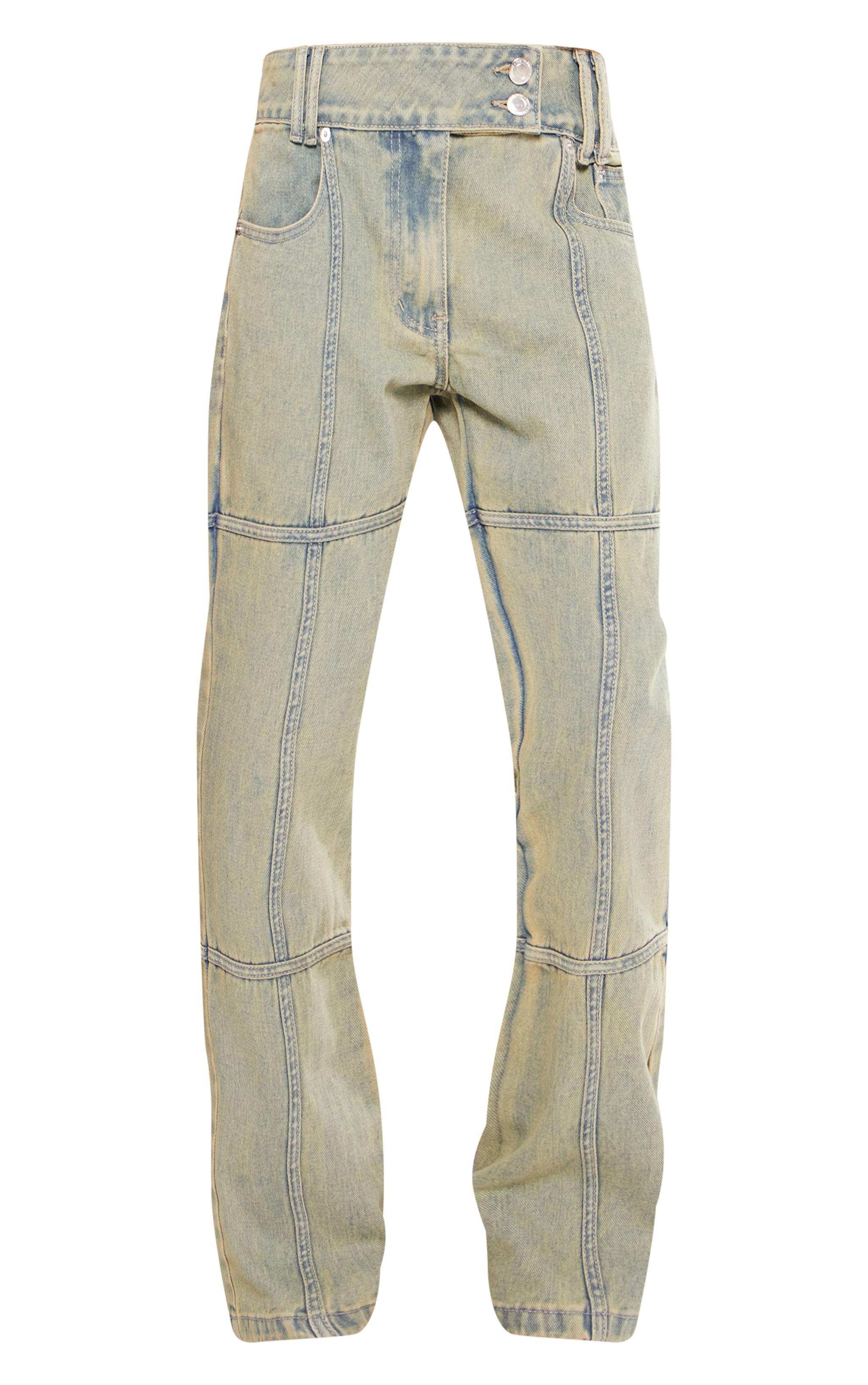 Petite Indigo Vintage Wash Seam Detail Flared Jeans Product Image