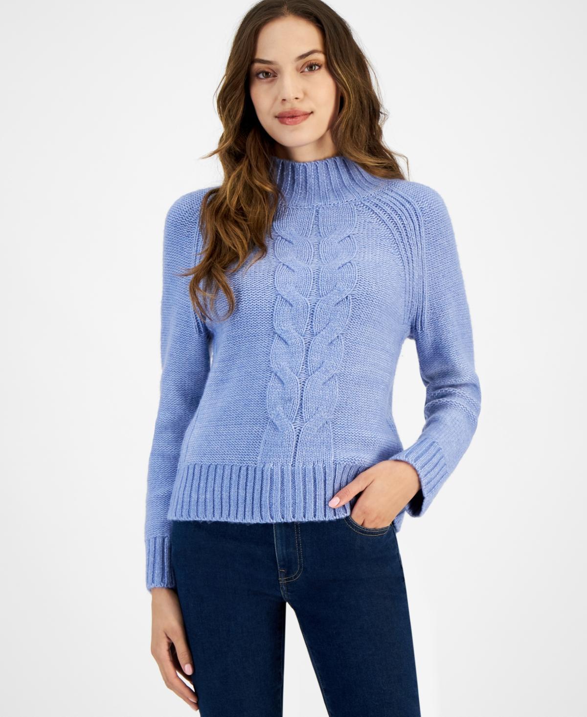 Tommy Hilfiger Womens Cable-Knit Mock-Neck Sweater Product Image