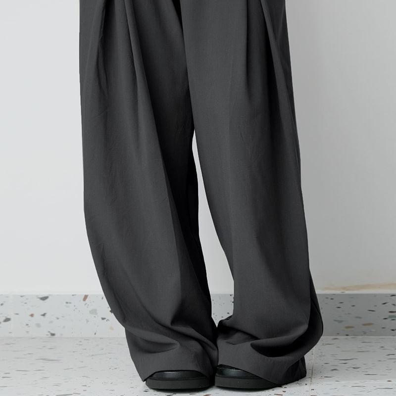 Low Waist Plain Wide Leg Pants Product Image