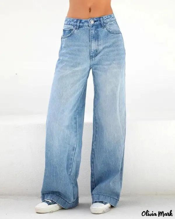 Olivia Mark – Wide leg jeans with zip fly product image