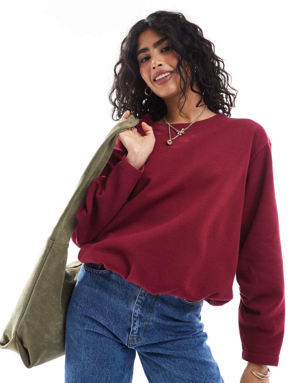 ASOS DESIGN bubble hem sweatshirt with ruched sleeves Product Image