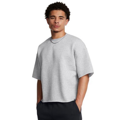 Under Armour Mens Under Armour Icon Fleece Short Sleeve Crew - Mens Black/Mod Grey Product Image