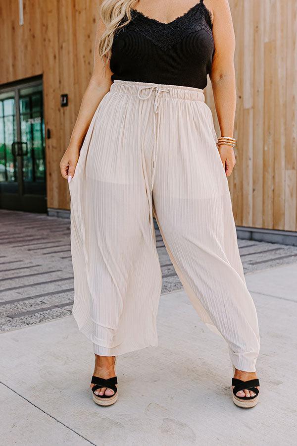 Summer In Malibu Pleated Pants In Cream Curves Product Image