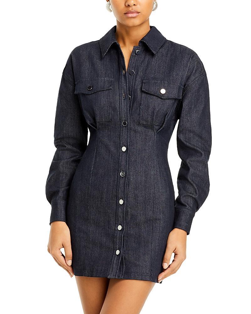 Line & Dot Long Sleeve Button Front Shirt Dress Product Image