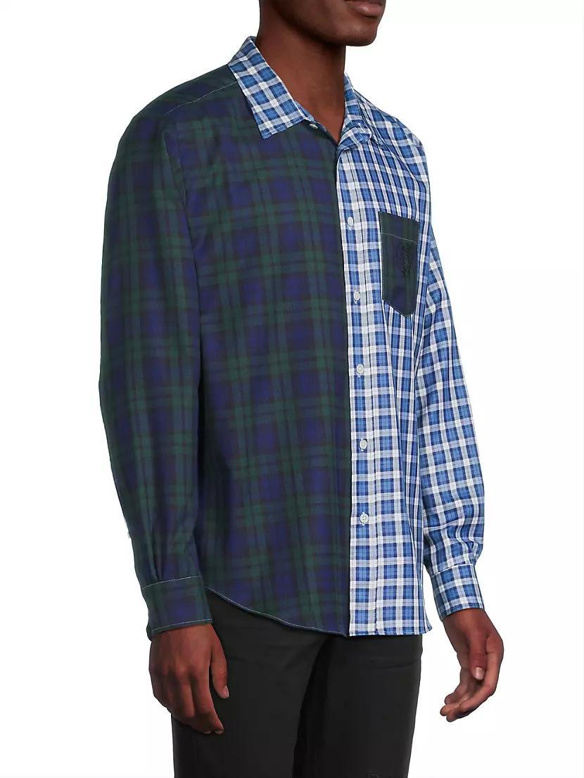 Split Tartan Button-Up Shirt Product Image