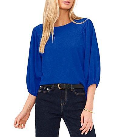 Vince Camuto Round Neck 34 Puff Sleeve Knit Top Product Image