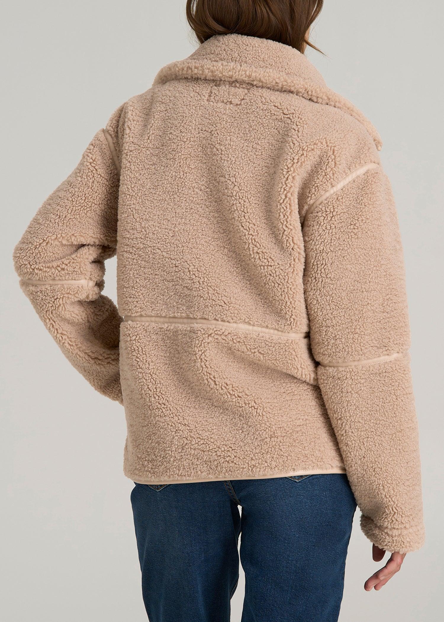 Relaxed Shearling Jacket for Tall Women in Warm Taupe Product Image