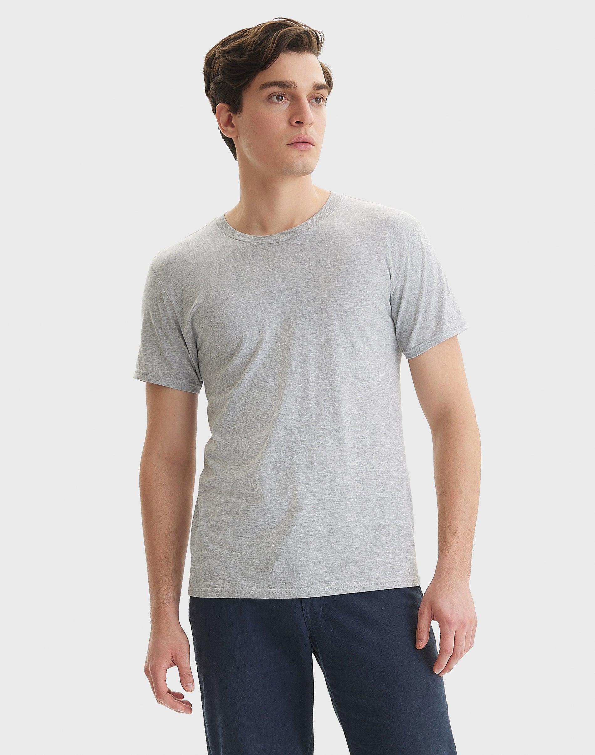 Hanes Perfect-T Mens Short Sleeve Cotton T-Shirt, 2-Pack Smoke Grey XL Product Image