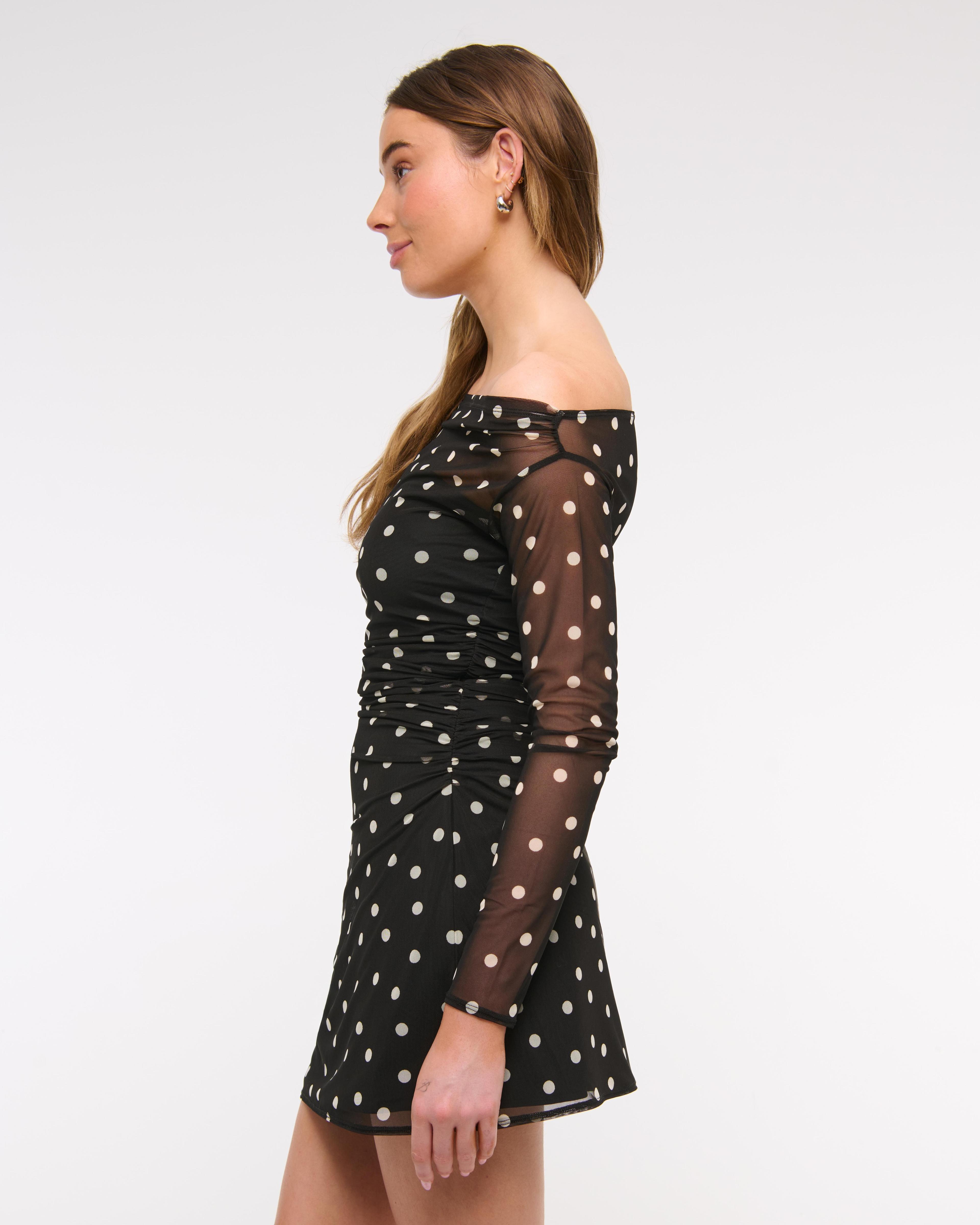 Off-The-Shoulder Mesh Mini Dress Product Image