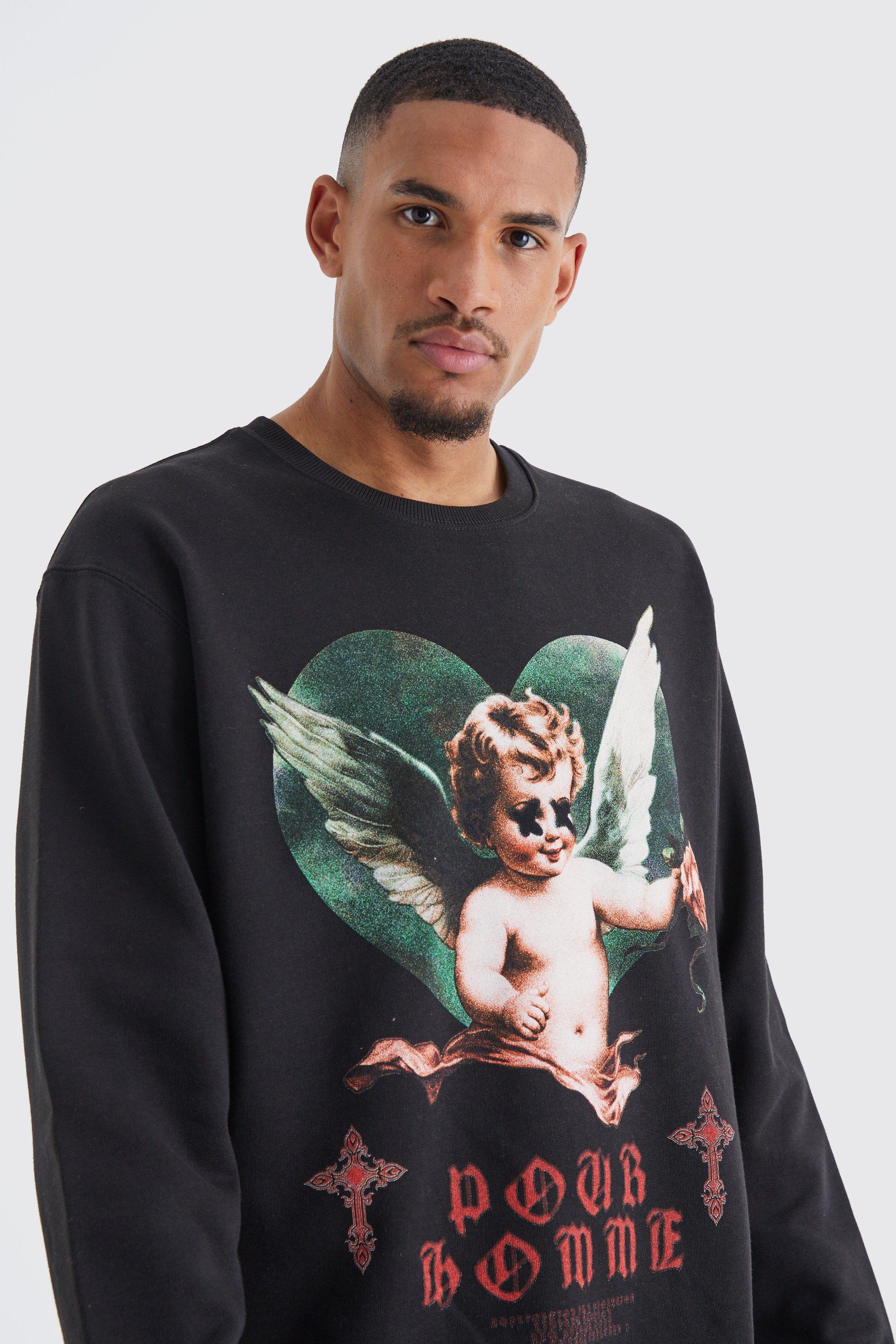 Tall Oversized Cherub Graphic Sweatshirt | boohooMAN USA Product Image