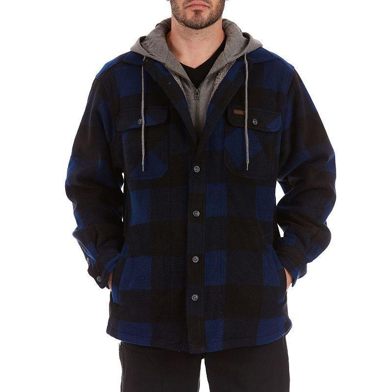 Mens Smiths Workwear Plaid Sherpa-Lined Microfleece Hooded Shirt Jacket Product Image