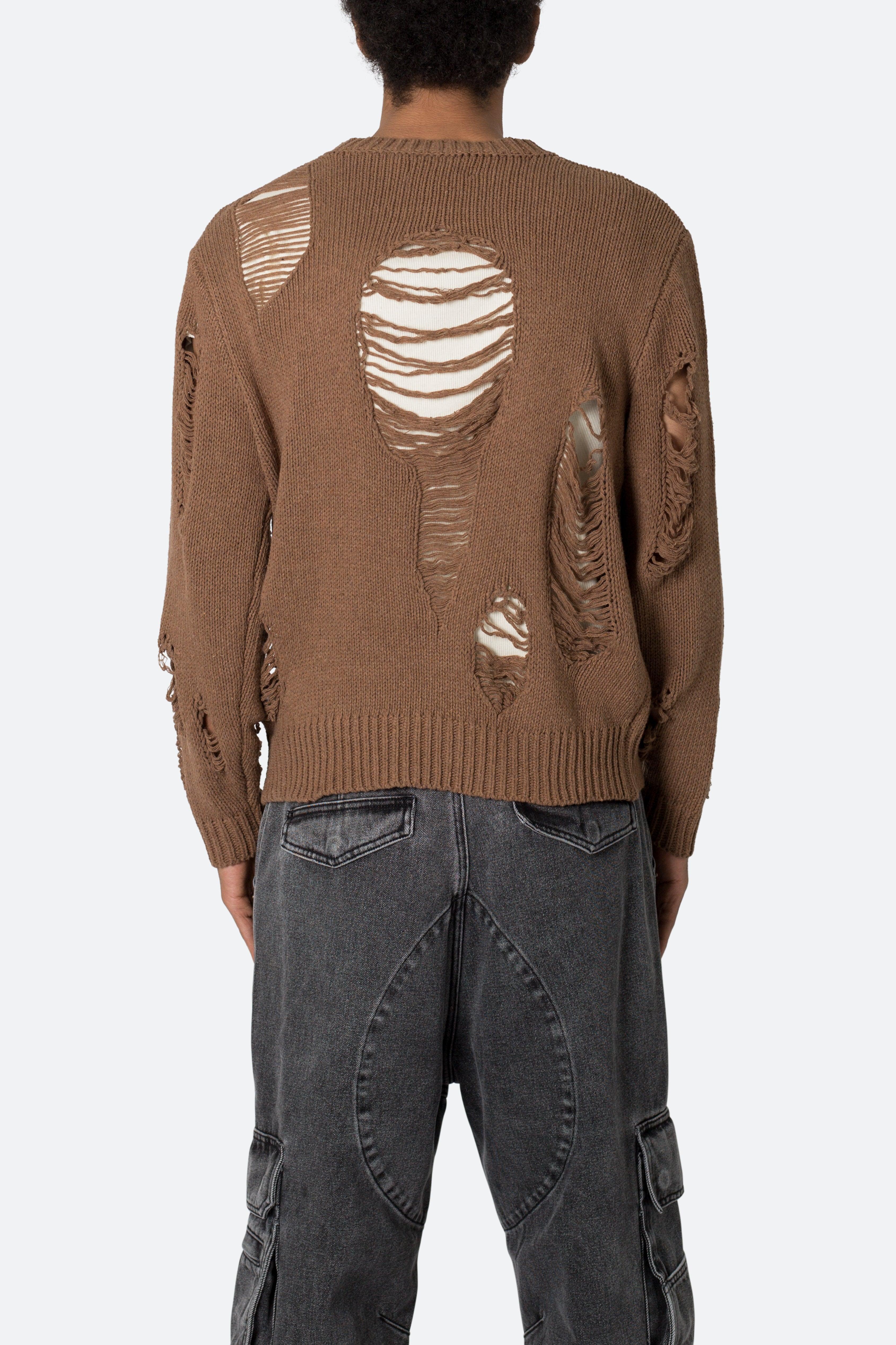 Distressed Sweater - Brown Product Image