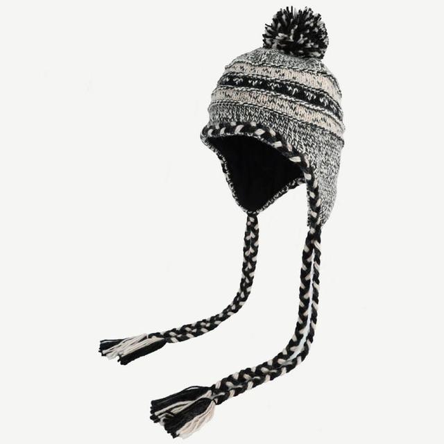 Pom Pom Two Tone Trapper Hat Product Image