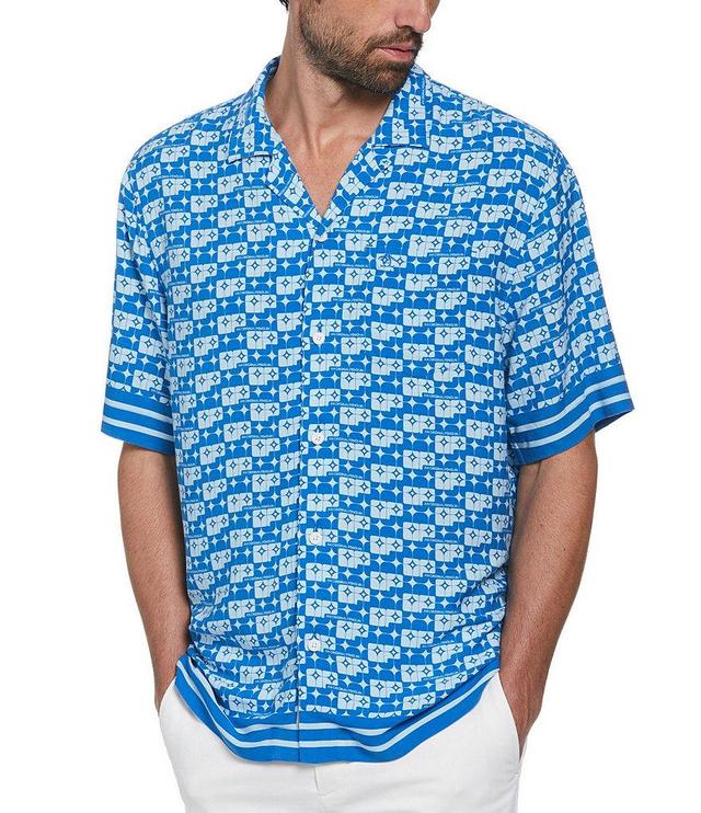 Original Penguin Geo Print Short Sleeve Woven Camp Shirt Product Image