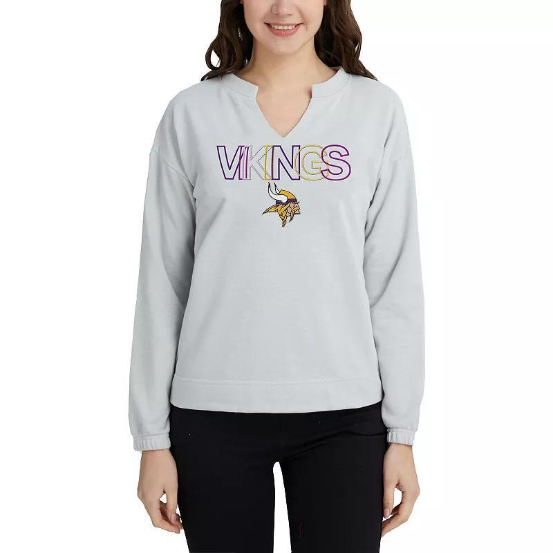 Womens Concepts Sport Gray Minnesota Vikings Sunray Notch Neck Long Sleeve T-Shirt Product Image