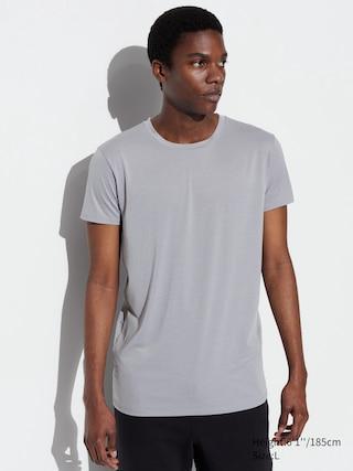 Mens Airism Crew Neck T-Shirt with Deodorizing Light Gray Medium UNIQLO US Product Image