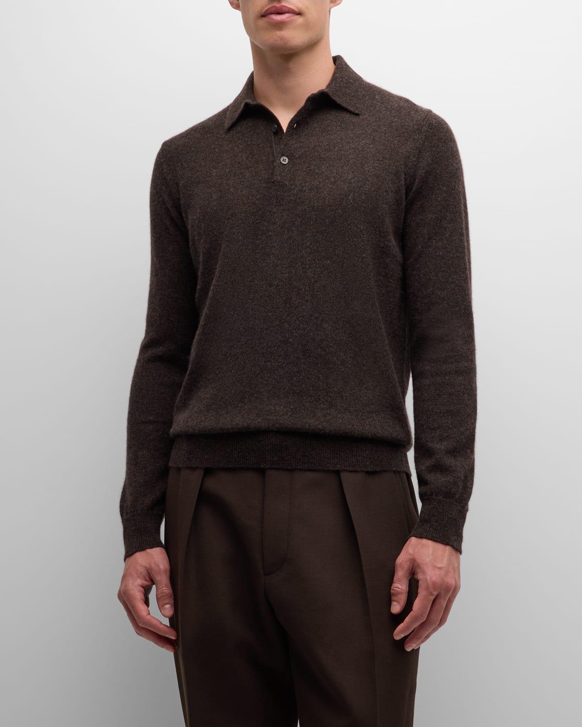 Men's Solid Cashmere Polo Sweater Product Image