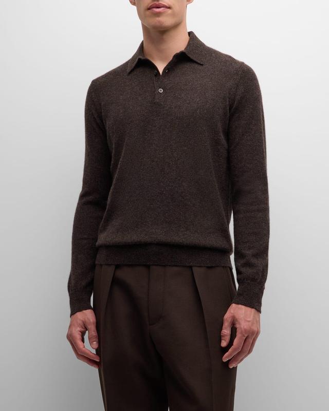 Mens Solid Cashmere Polo Sweater Product Image