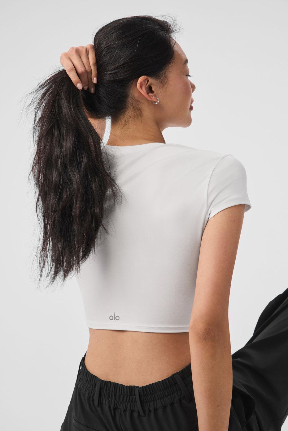 Alosoft Crop Finesse Short Sleeve - White Female Product Image