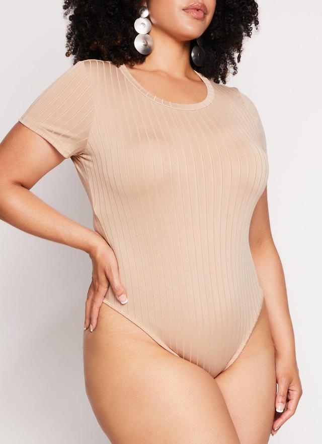 Womens Plus Size Daisy Ribbed Knit Bodysuit Product Image